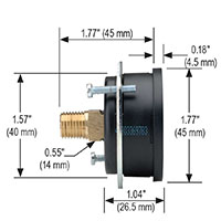 100 Series 0 to 1,000 psi Pressure Range Acrylonitrile Butadiene Styrene (ABS) and Steel Case Dry Pressure Gauge with Mount Clamp