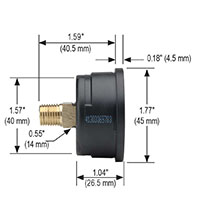 100 Series 0 to 1,000 psi Pressure Range Acrylonitrile Butadiene Styrene (ABS) and Steel Case Dry Pressure Gauge