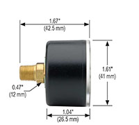 900 Series 0 to 100 psi Pressure Range Acrylonitrile Butadiene Styrene (ABS) and Stainless Steel Liquid Filled Pressure Gauge - 2