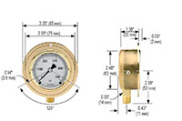 300 Series 2-1/2 in. Size Brass Case Liquid Filled Pressure Gauge with Front Flange (25-300-10000-psi)