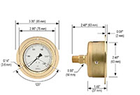 300 Series 2-1/2 in. Size Brass Case Liquid Filled Pressure Gauge with Front Flange (25-310-10000-psi)