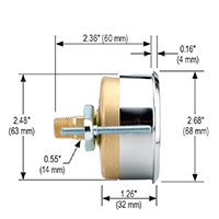 300 Series 2-1/2 in. Size Brass Case Liquid Filled Pressure Gauge with Front Flange - 5