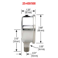 400/500 Series 0 to 10,000 psi Pressure Range All Stainless Steel Dry and Liquid Filled Pressure Gauge (25-400-10000-psi)