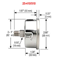 400/500 Series 0 to 10,000 psi Pressure Range All Stainless Steel Dry and Liquid Filled Pressure Gauge (25-410-10000-psi)