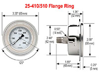 400/500 Series 0 to 10,000 psi Pressure Range All Stainless Steel Dry and Liquid Filled Pressure Gauge with Flange Ring - 2