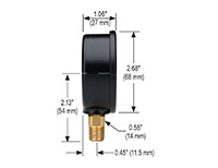 900 Series 0 to 10,000 psi Pressure Range Acrylonitrile Butadiene Styrene (ABS) and Stainless Steel Liquid Filled Pressure Gauge (25-900-10000-psi/kPa)