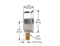 900 Series 0 to 1.6 bar Pressure Range Acrylonitrile Butadiene Styrene (ABS) and Stainless Steel Liquid Filled Pressure Gauge