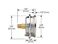 900 Series 0 to 1.6 bar Acrylonitrile Butadiene Styrene (ABS) and Stainless Steel Liquid Filled Pressure Gauge with Panel Mount Clamp - 5