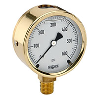 300 Series 2-1/2 in. Gauge Size Brass Case Liquid Filled Pressure Gauge (25-300-10000-psi)