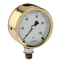 300 Series 2-1/2 in. Gauge Size Brass Case Liquid Filled Pressure Gauge (25-300-SST-1000-psi)