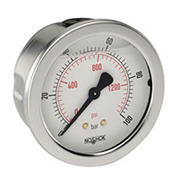 900 Series 0 to 1.6 bar Acrylonitrile Butadiene Styrene (ABS) and Stainless Steel Liquid Filled Pressure Gauge