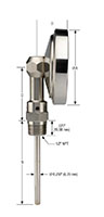 300 Series 3 in. Dial Size Industrial Type Bimetal Thermometer with External Reset (30-300-025-0/140-F/C) - 2