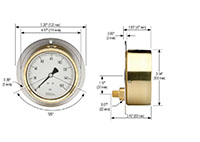 300 Series 4 in. Size Brass Case Liquid Filled Pressure Gauge with Rear Flange - 4