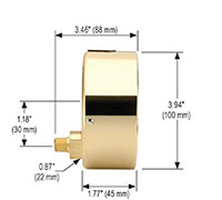 300 Series 4 in. Size Brass Case Liquid Filled Pressure Gauge - 2