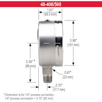 400/500 Series All Stainless Steel Dry and Liquid Filled Pressure Gauges (40-400-10000-psi)