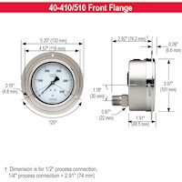 400/500 Series All Stainless Steel Dry and Liquid Filled Pressure Gauges (40-410-1000-psi/kg/cm2-SSFF)