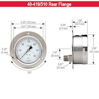 400/500 Series All Stainless Steel Dry and Liquid Filled Pressure Gauges (40-510-160-psi-1/4-SSRF-GY40)