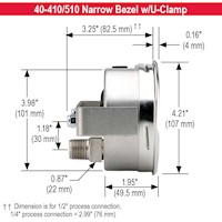 400/500 Series All Stainless Steel Dry and Liquid Filled Pressure Gauges (40-410-10000-psi/kPa-1/4-SSBU)