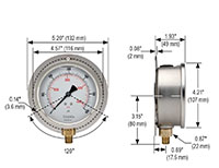 900 Series 0 to 10,000 psi Pressure Range Acrylonitrile Butadiene Styrene (ABS) and Stainless Steel Liquid Filled Pressure Gauge with Rear Flange - 2