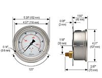 900 Series 0 to 10,000 psi Pressure Range Acrylonitrile Butadiene Styrene (ABS) and Stainless Steel Liquid Filled Pressure Gauge with Front Flange - 4