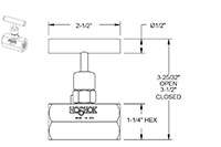 500 Series Standard Needle Valves with Soft Seat 1/4 in. Connection Size Standard Needle Valve with Soft Seat (502-FFC) - 2