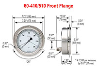 400/500 Series 0 to 10,000 psi Pressure Range All Stainless Steel Dry and Liquid Filled Pressure Gauge with Front Flange (60-410-10000-psi) - 2