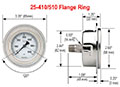 400/500 Series 0 to 10,000 psi Pressure Range All Stainless Steel Dry and Liquid Filled Pressure Gauge with Flange Ring - 2