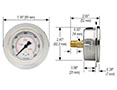 900 Series 0 to 1.6 bar Acrylonitrile Butadiene Styrene (ABS) and Stainless Steel Liquid Filled Pressure Gauge with Flange Ring - 3