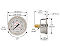 900 Series 0 to 1.6 bar Acrylonitrile Butadiene Styrene (ABS) and Stainless Steel Liquid Filled Pressure Gauge with Front Flange - 4